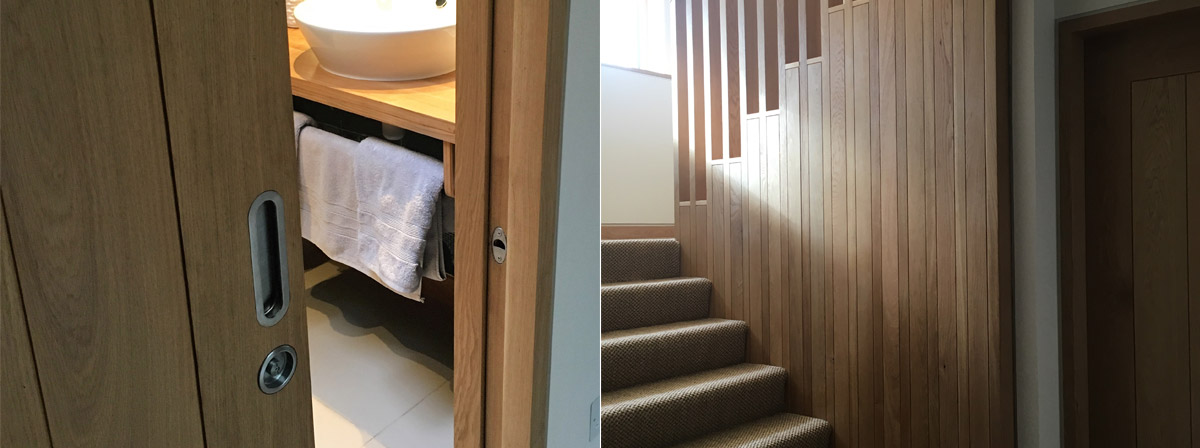 Precision made pocket doors, stairs and cabinets
