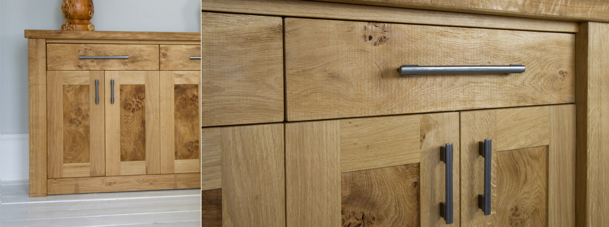 Off saw textured panels in character oak